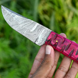 Custom Hand Made Forged Damascus Steel Fix Blade Skinning Hunting Knife OEM Support Fixed Blade <b>Camping</b> Knife with Sheath - Product Image 1