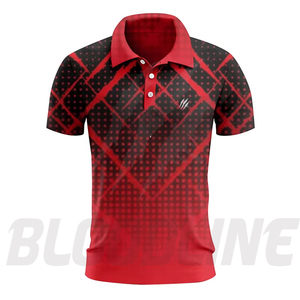 Camisa de Manga Corta para Hombre Bloodline, Color Rojo y Negro Sólido, Corte Regular Formal, Transpirable, de Algodón Tejido de 220g, con Logotipo Frontal - Product Image 3