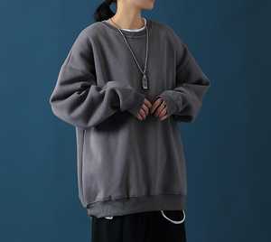 Sweat-shirt à capuche oversize en molleton tricoté 100 % coton pour femme, col rond, coupe longue et ample, 370g, uni, brodé - Product Image 5
