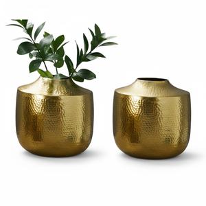 Juego de Jarrones de Flores de Metal Plateado Martillado Atractivo, Elegante Maceta Decorativa de Hierro y Aluminio con Textura para Decoración del Hogar y la Oficina - Product Image 3