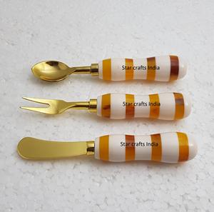 Uper-Juego de cubiertos de acero inoxidable para cocina, Set de 3 cubiertos con cuchara y cuchillo chapados en color negro - Product Image 2