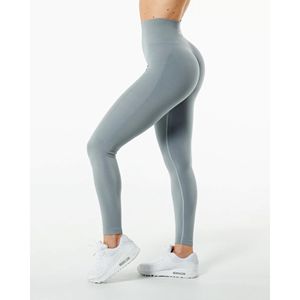 Seamless Knit <b>Fabric</b> 51% Polyamide 38% Polyester 11% Elastane Tapered High Waisted Utility <b>Grey</b> Womens Seamless Scrunch Legging - Product Image 3