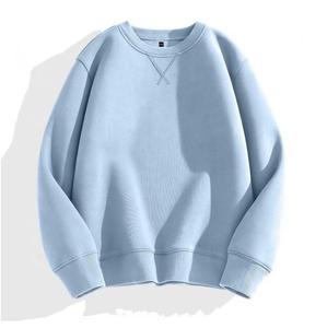 Coupe ample élégant hommes sweats épais polaire pull couleur unie bloc printemps brodé OEM marque privée 100% coton - Product Image 4