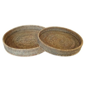 Bandejas de servicio de mimbre de alta calidad Acabado de lujo Bandeja de bambú ecológica Bandejas de servicio tejidas Venta al por mayor Mimbre de ratán natural - Product Image 1