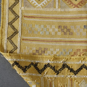 Tapis Kilim Marocain Moderne Jaune Laine/Soie Fait à la Main Lavable Géométrique Abstrait Diamant Motif Rectangle pour Adolescent Home Living - Product Image 3