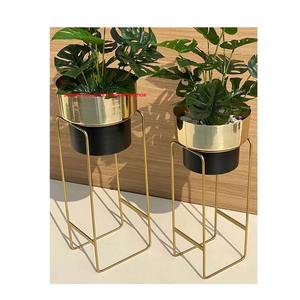 Jardinière en métal émaillé vert en Offre Spéciale avec support en or en gros et fournisseurs - Product Image 6