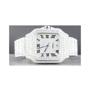 Export Quality Lab Grown Iced Out VVS Clarity Moissanite Diamond Watch for Special Occasion from India