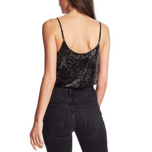 Canotta Estiva da Donna in Velluto Senza Cuciture con Stampa Serpente, Nera e Grigia con Decorazioni Ricamate, Realizzata in Modal - Product Image 2