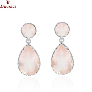 Fine Jewelry High Quality 925 Sterling Silver <b>Rose</b> <b>Quartz</b> Gemstone Bezel Setting Drop <b>Earrings</b> Women's Gift Jewelry - Product Image 2