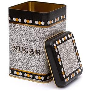 1.6L géométrique mosaïque motif acier stockage étain 105x105x160mm carré métal pour maison cuisine assaisonnements sucre vacances - Product Image 1