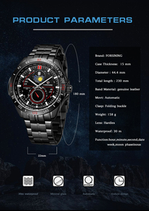 FORSINING 8238 calendario a due quadranti in acciaio inox da uomo meccanico automatico orologi da polso lunari di lusso Sport <span class=keywords><strong>orologio</strong></span> maschile - Product Image 6