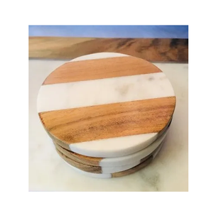 ที่รองแก้วไม้หินอ่อนที่รองแก้วไม้ดีไซน์เป็นเอกลักษณ์สำหรับใช้ในครัวเรือนร้านอาหาร - Product Image 3