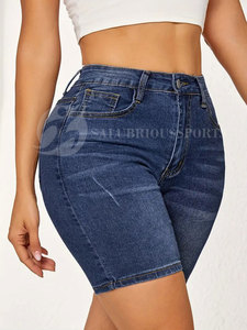 Shorts en jean d'été pour femmes Salubrious Sports, taille mi-haute, coupe régulière, 100% coton, séchage rapide, patchs personnalisés, confortables, style hip-hop - Product Image 2
