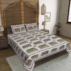 Colorful 100% Cotton 240 TC Jaipuri Print 3-Piece Bedding Set with Pillow <b>Covers</b> (ADB1393) - Product Image 1