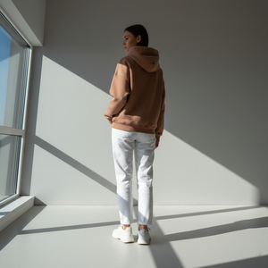 Sweat-shirt à capuche pour femme, style streetwear d'hiver haut de gamme, écologique, respirant, grammage lourd, coupe ample, couleur terre cuite, sans cordon, 3D - Product Image 4