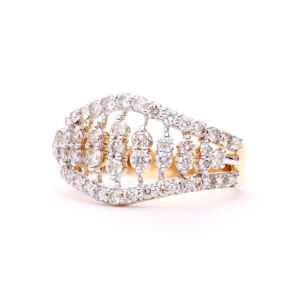 Anillo de Diamantes Dorado de Moda con Diseño de Puente Único para Joyería de Novia - Product Image 3