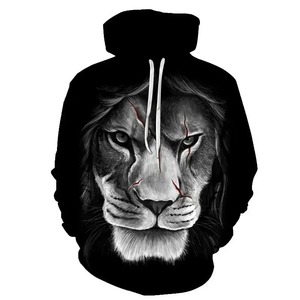 Sudadera con Capucha de Invierno para Hombre, Estampado 3D de Animales, Tigre, Manga Larga, Estilo Urbano, Holgada, 100% Algodón, Felpa, Transpirable, Ecológica - Product Image 3
