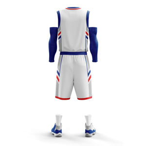 Uniforme de basket-ball à séchage rapide de conception unique en gros vêtements de sport de grande taille avec des ensembles de techniques imprimées respirantes - Product Image 2