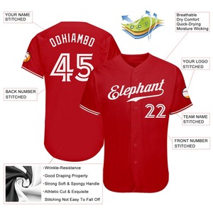 Maillot de baseball personnalisé rouge blanc authentique - Product Image 3