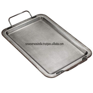 Bandeja de servicio de metal galvanizado de calidad superior con asa para fiestas de cocina de granja y decoración de mesa a un precio asequible - Product Image 3
