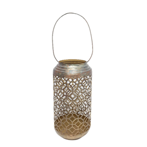 Linterna de vela de Metal de hierro hecha a mano con acabado dorado, decoración para el hogar y la boda, linterna colgante para Navidad para pedidos a granel - Product Image 1
