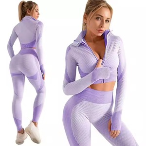 Nueva ropa de yoga sin costuras Deportes para mujer Fitness Manga corta y larga Cintura alta Ropa deportiva Conjunto de yoga - Product Image 2