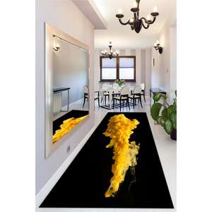 Yellow <b>Smoke</b> Printed Rug - Modern, Abstract, <b>Machine</b> Washable,With Pile Soft Rug - Product Image 4