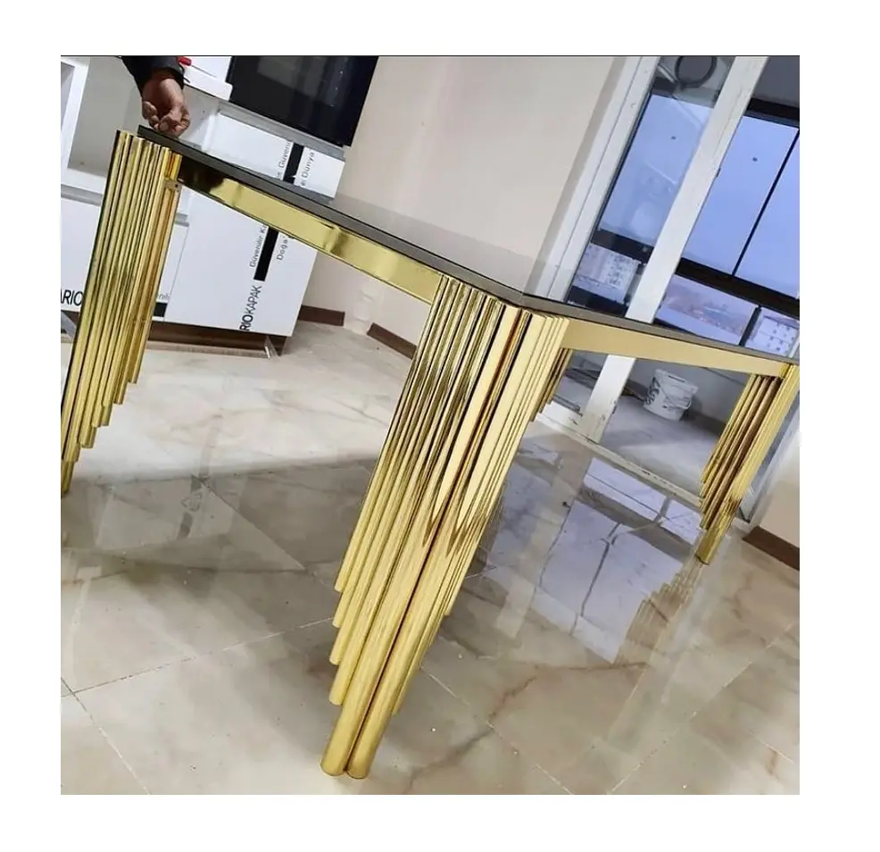 Mesa de salón de forma cuadrada de 4 Patas de diseño, mesa de metal de Calidad exclusiva para decoración de habitación del hogar, mesa de té y café