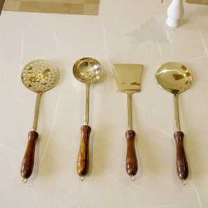 Handmade Brass <b>Cooking</b> Cutlery Set Premium Kitchen Utensil Collection for <b>Cooking</b> Serving Frying and Traditional Indian Kitchen - Product Image 3