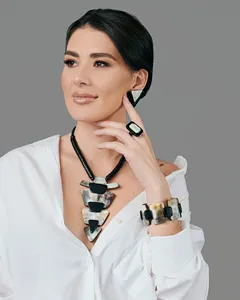 สร้อยคอฮอร์นธรรมชาติแท้ทำจากเขาควายแท้เครื่องประดับดีไซน์โบราณหัตถกรรมจาก Taqi - Product Image 2