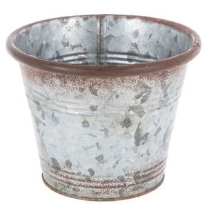 Maceta de Metal Rústica de Estilo Antiguo, Maceta Galvanizada para Hierbas, para Balcón, Resistente a la Intemperie, Decorativa, con Borde Bronceado - Product Image 1