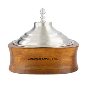 Natural Finished Wooden Hotpot Latest New Collection Designer Casserole Round Shape Tabletop New Metal <b>Food</b> <b>Warmer</b> - Product Image 3