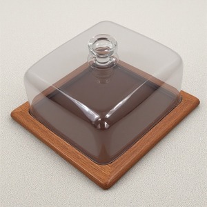 Dôme à gâteau vintage avec dessus en verre transparent et base en bois poli Artisan fait à la main offrant des décorations - Product Image 4