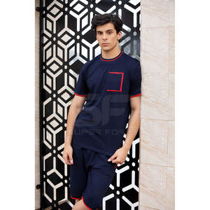 Conjunto de camiseta y pantalones cortos para hombre Mezcla de algodón suave para deportes y comodidad diaria Conjunto de camiseta y pantalones cortos para hombre a la moda - Product Image 5