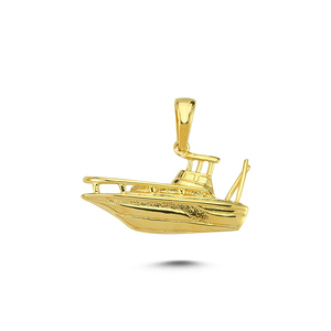 Colgante de buque de oro sólido de 14K, joyería con forma de aleta, collar, colgante de buceo delicado de moda, venta al por mayor de Turquía - Product Image 1