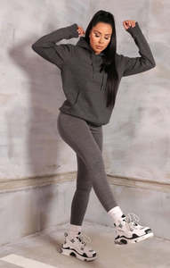 Sudadera con capucha de lana con cordón de bolsillo frontal de carbón de alta demanda para mujer, sudaderas con capucha transpirables y antiarrugas para mujer, sudadera con cremallera para gimnasio - Product Image 3