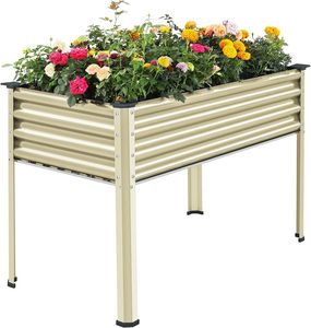 Galvanized Patio <b>Apartment</b> Tin Raised <b>Planter</b> <b>Box</b> with Legs Outdoor Standing Elevated Garden Bed on Wheels for Vegetables Herb - Product Image 2