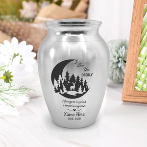 Personalized Deer Hunting Urns Stainless Steel Decorative <b>Keepsake</b> Urn Engraved Custom Size Urns for Adults Human <b>Ashes</b> Silver - Product Image 2