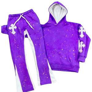 Personalizado Nueva llegada Chándales Logo Tech Fleece Pullover Plain Jogging Hombres Rhinestone Chándal Sudaderas con capucha con Flayer Pent Unsex - Product Image 5