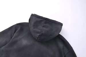 Sudadera con capucha extragrande de felpa francesa de 450 g/m², 100 % algodón, con hombros caídos, efecto desgastado, desteñido al sol y lavado ácido, precio al por mayor - Product Image 3