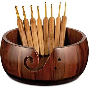 High Quality Handcrafted <b>Wood</b> Yarn Bowl Multi-Colored Yarn Holder Custom Logo Crocheting Accessory From India - Product Image 3