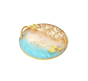 Plateau de service en résine à fleurs peintes à la main d'Inde Plateau de table facile à nettoyer avec motif unique - Product Image 1