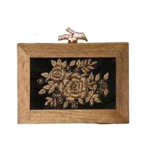 Brown & Black Wooden Clutch <b>Butterfly</b> Imitation Pearl Gold Plated Luxury <b>Butterfly</b> Solid <b>Charm</b> Bag Complete Set Women's Wedding - Product Image 2