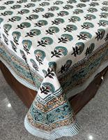 Nappes de luxe en coton vert à motifs floraux, imprimées au bloc, fabriquées à la main en Inde pour la maison, les hôtels et les cadeaux, personnalisation disponible en gros