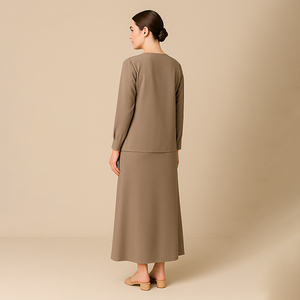 Conjunto de Baju Kurung de talla grande modesto malayo tradicional, bordado Floral, poliéster ligero, transpirable para fiestas de bodas - Product Image 6