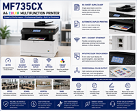 Imprimante multifonction laser couleur A4 reconditionnée MF735CX 28ppm avec ADF recto-verso, copieur, scanner, fax sans fil, machine de bureau séparée