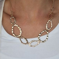 Collier Géométrique pour Femme en Laiton Plaqué Or et Rhodium Fait Main, 18 Pouces