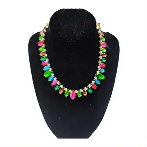 Artisan Made-Collar de cristal multicolor-Ideal para fiestas de verano