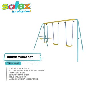 HEAVY DUTY STEEL FRAME OUTDOOR BACKYARD DURABLE STRUCTURE for KIDS TOY <b>SWING</b> SET with 2 SETS - Product Image 2