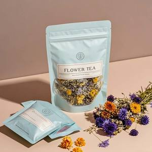 スタンドアップポーチ健康的な天然ジッパーフラワーティーバッグ窓付きOEMカスタムプリント再利用可能高品質 - Product Image 2